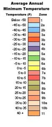 Color Code for Plant Hardiness Zone Maps